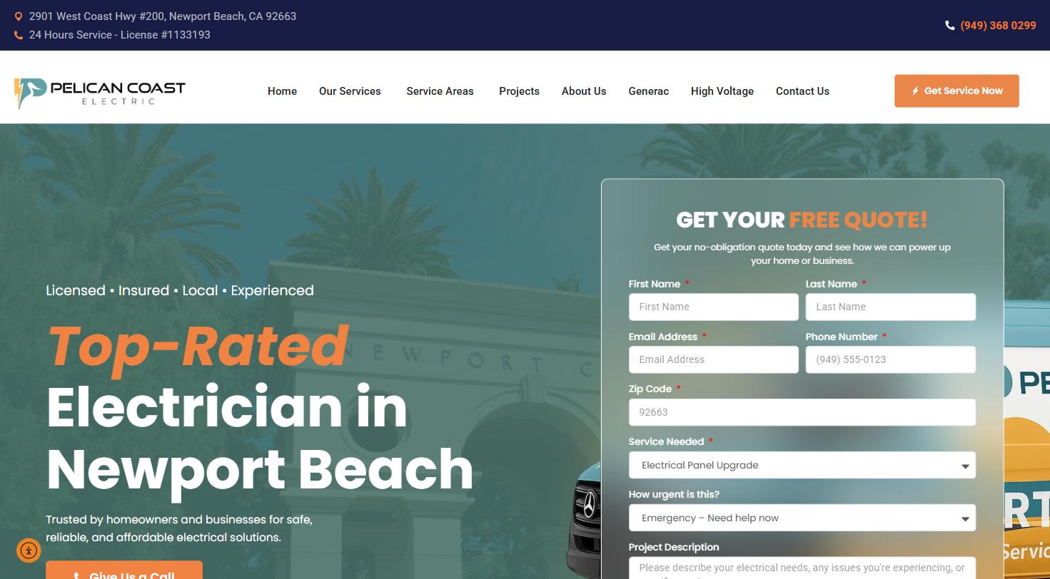 Pelican Coast Electric — client landing page