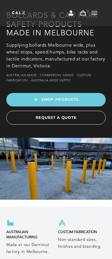 The same site shown on a mobile viewport
