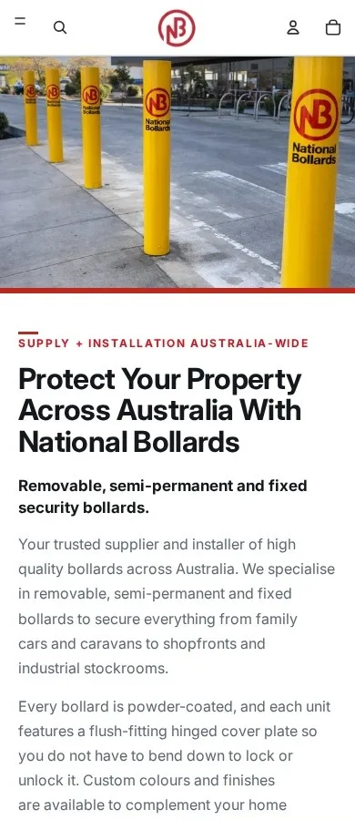 The same site shown on a mobile viewport
