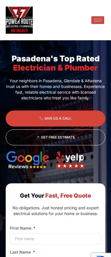 The same site shown on a mobile viewport